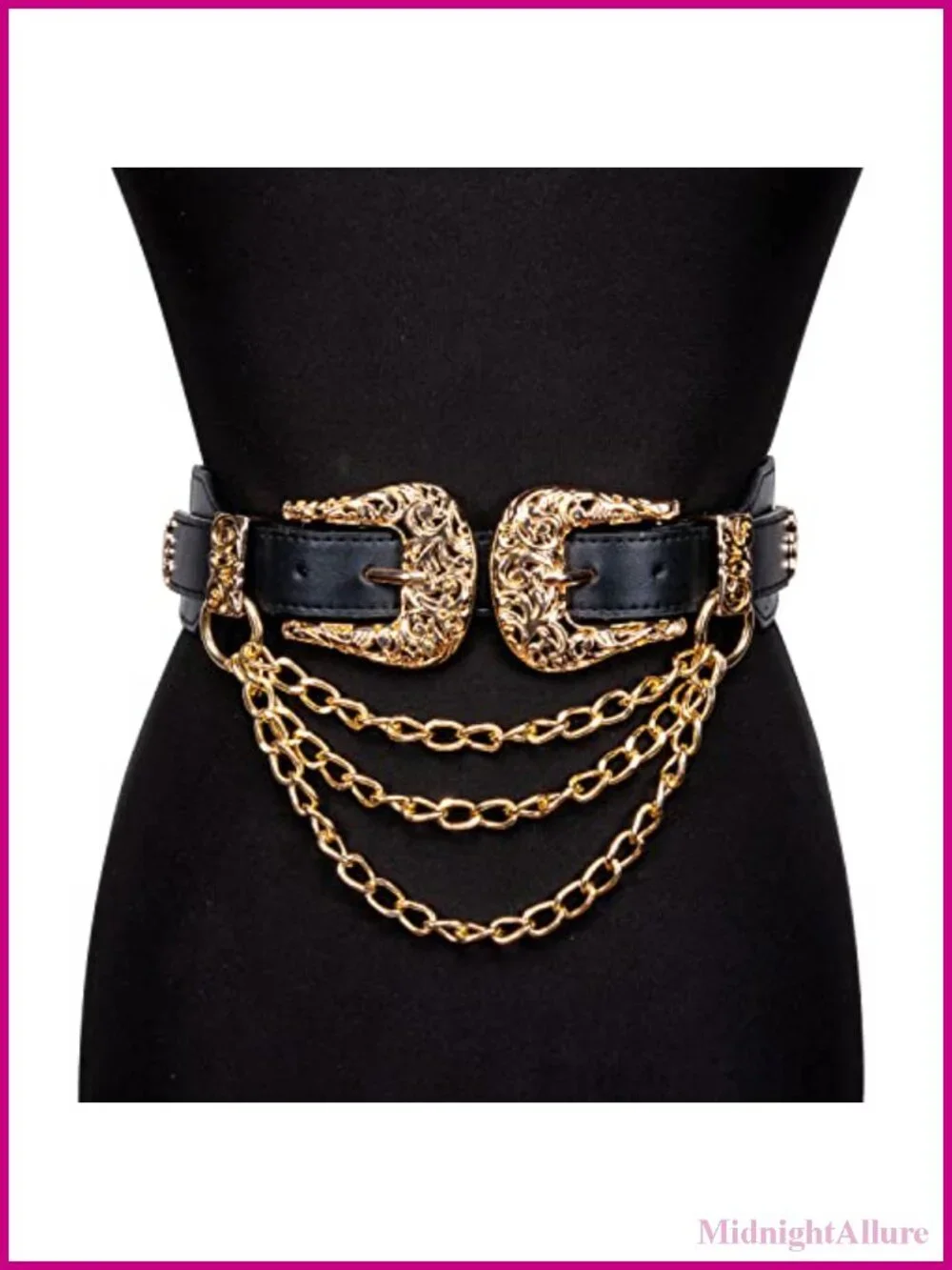 Leather Elastic Waist Belt Double Buckle Western Cinch Belt